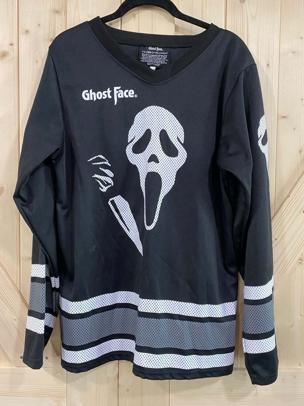 Ghost Face Hockey Jersey The Icon Of Halloween Black White Polyester adult small